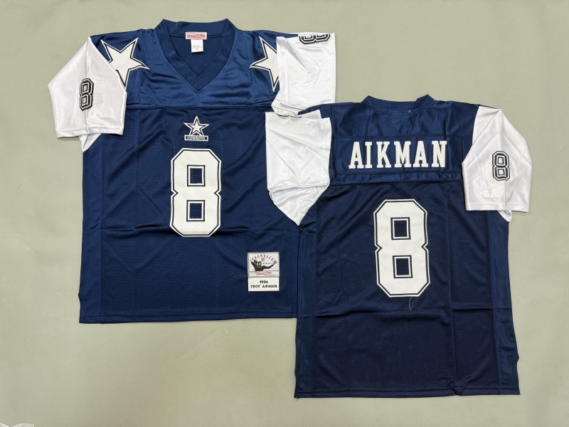 Men 2025 Nike Dallas Cowboys #8 Aikman Blue Throwback Limited NFL Jersey 003